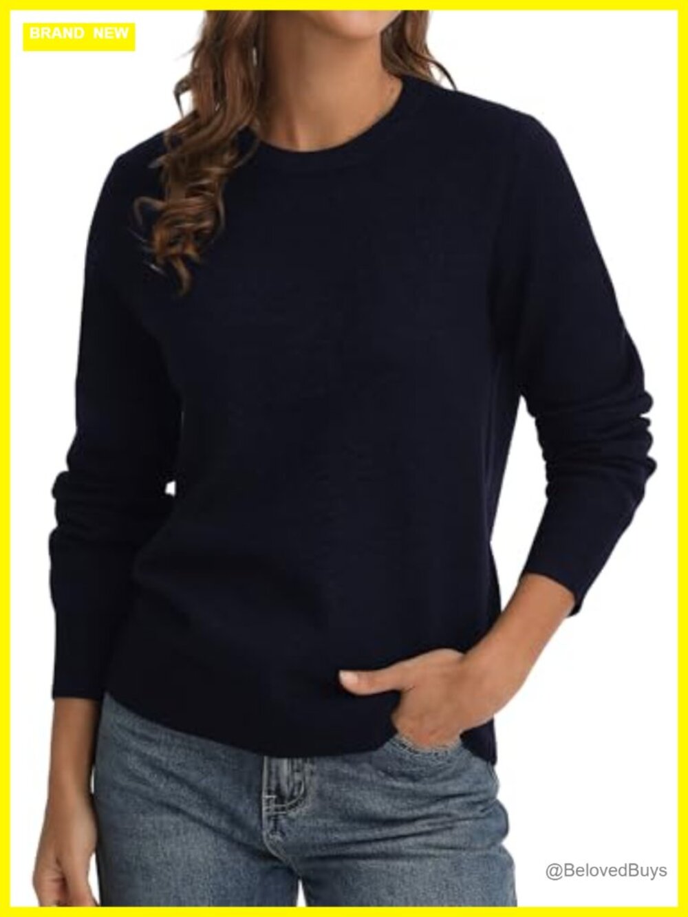 QUALFORT Womens Soft Knit Long Sleeve Pullover Sweater Lightweight Crew Neck